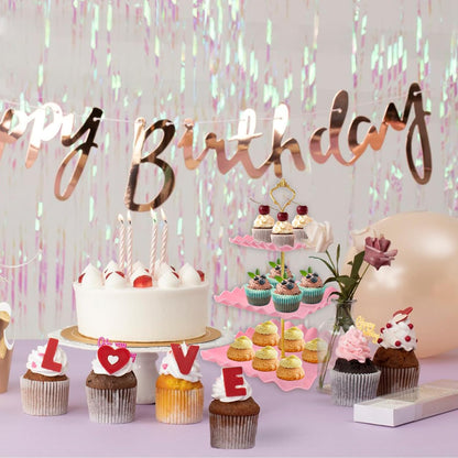 5 Pcs Dessert Table Display Set, White Plastic 2 Pcs Round 3 Tier Cupcake Stand Cup Cake Tower Stand with Metal Rod & 3 Pcs Serving Tray for Baby Shower, Tea Party, Wedding, Birthday Party