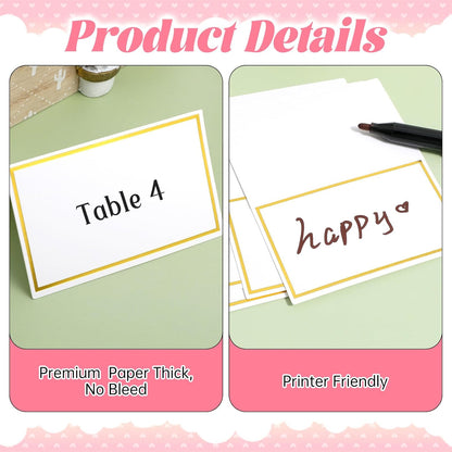 cobee 50Pcs Table Name Cards, Place Card for Table Setting, Place Cards with Gold Foil Food Labels for Party Buffet, Wedding Places for Weddings, Banquets Dinner Parties