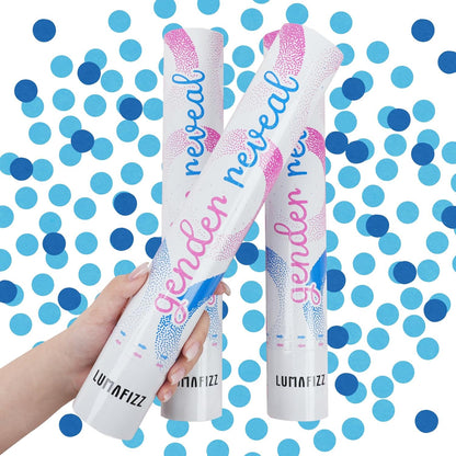 Gender Reveal Confetti Cannon - Biodegradable Confetti Poppers - Pink & Blue, 2 Pack - Party Supplies Pop Gun-Cannon for Boy or Girl Baby Reveal Party Supplies (1Pink +1Blue)