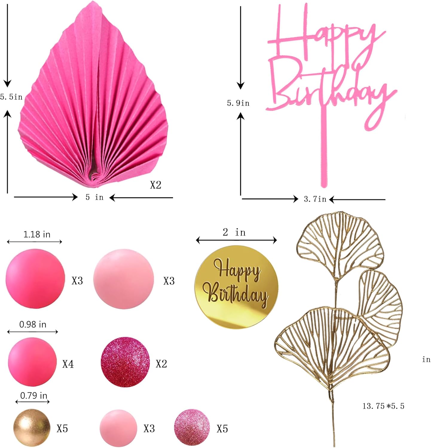 Blue White Gold Balls Cake Toppers Balls Birthday Cake Decorations for Birthday Boho Wedding Baby Shower Party Decoration (Blue White Gold)