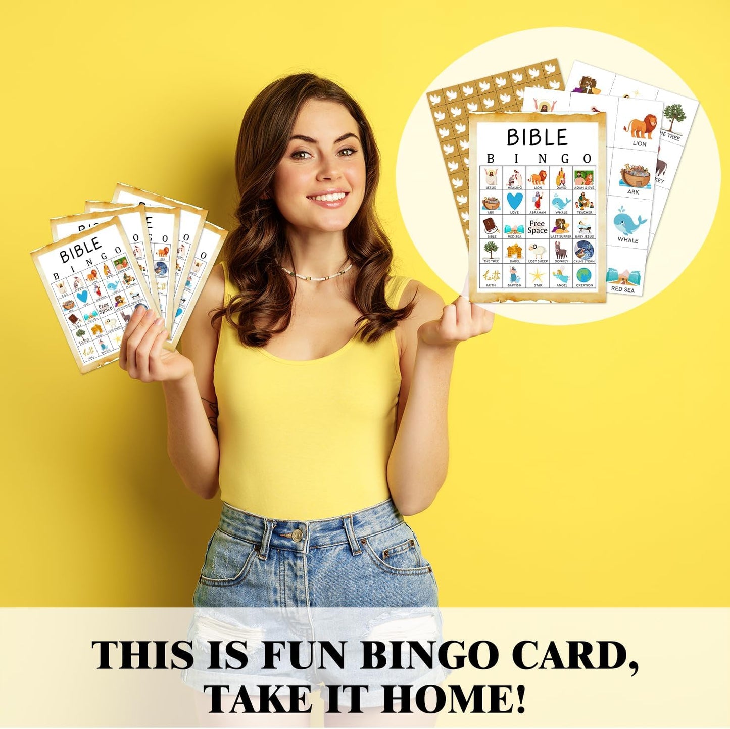 Bible Bingo Game - 24 Player Christian Church Bingo Cards for Women, Men & Family Parties - JK0103