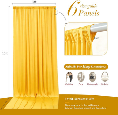 10 ft x 10 ft Wrinkle Free White Backdrop Curtains for Wedding Parties, Polyester Photography Backdrop Drapes for Birthday Parties Stage Backdrop Stand, 2 Panels 5x10FT Background Curtains