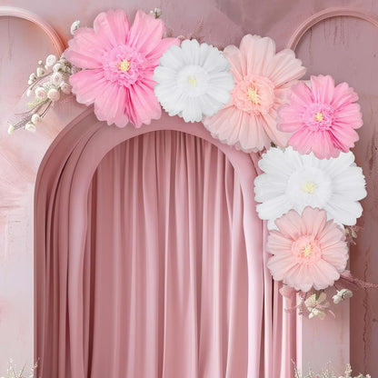Giegxin 20 Pcs 31.5'', 23.6'', 11.8'', 9.8'' Pink Giant Paper Flower Boho Large Tissue Flower for Wall Pink Pom Pom Floral Decoration for Wall Wedding Bridal Shower Classroom Tea Party Birthday Decor