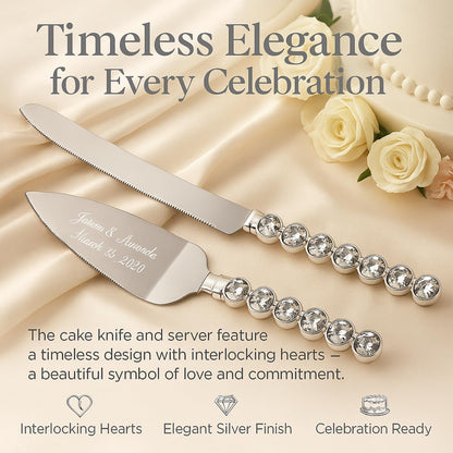 GIFTS INFINITY Personalized Wedding Cake Knife and Server Set with Engraving – Cake Cutting Utensil Set, Keepsake Gift for Wedding, Anniversary, Reception, Birthday & Other Occasions (CH-101WB)