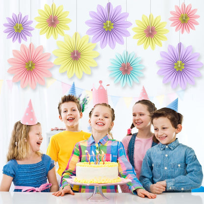 Party Hanging Paper Fans Decoration Set for Wedding Birthday Party Mother's Day Round Events Accessories Set of 8