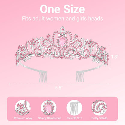 Birthday Tiara and Crown with Sash, Birthday Tiara for Women Party Silver