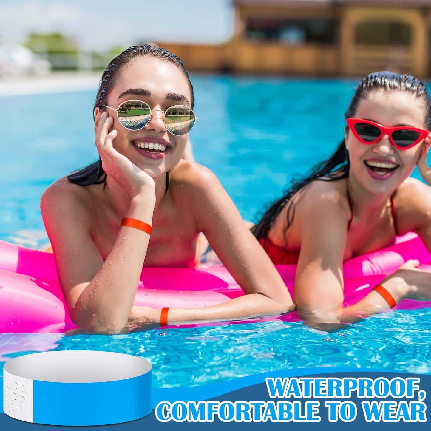 Tudomro 1200 Pack Plastic Paper Wristbands for Events Neon Party Wrist Bands Colored Waterproof Concert Identification Hand Bands Lightweight Adhesive Wristband(Yellow, Green, Blue, Red, Purple, Pink)