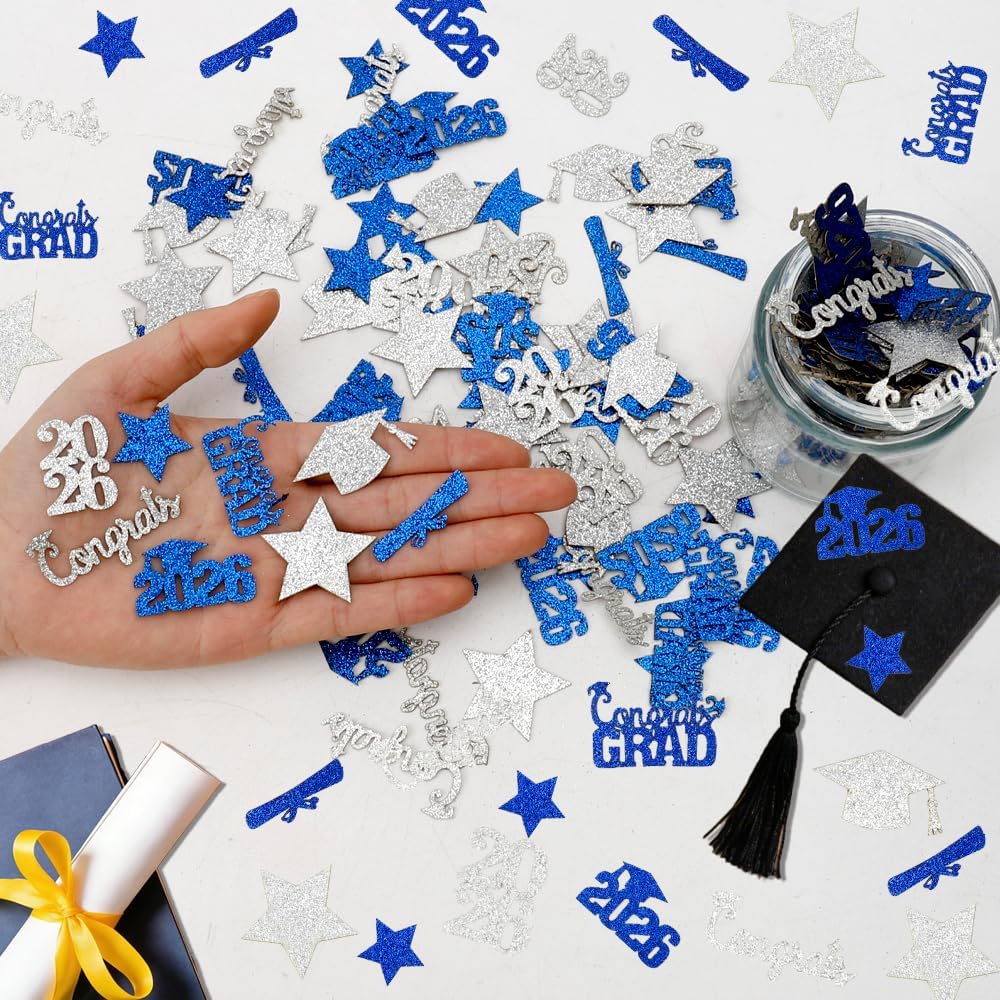 Black Gold Graduation Confetti Class of 2026 Black Graduation Cap, 200Pcs Glitter Stars Confetti Sprinkles, Table Congrats Grad Confetti for Graduation Party Table Decorations