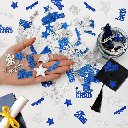 Black Gold Graduation Confetti Class of 2026 Black Graduation Cap, 200Pcs Glitter Stars Confetti Sprinkles, Table Congrats Grad Confetti for Graduation Party Table Decorations