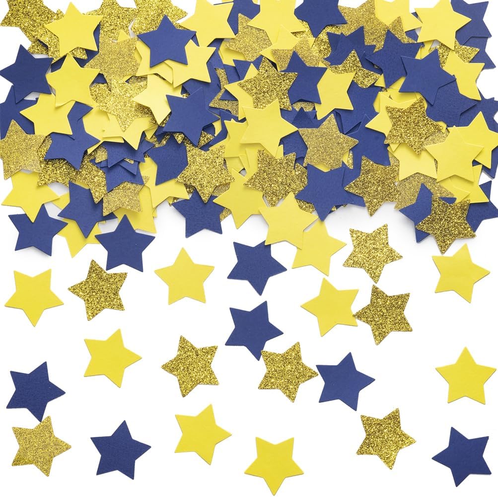MOWO Glitter Five Stars Confetti Wedding Party Decor and Table Decor, 1.2’’ in Diameter (Glitter Gold,200pc)