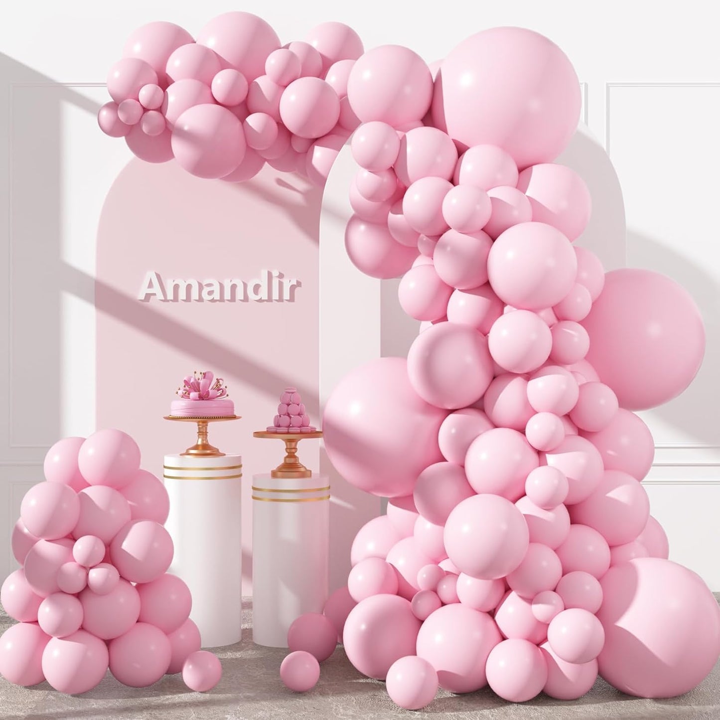 Amandir 153pcs White Sand Balloons Arch Garland Kit Different Sizes 18 12 10 5 Inch Cream Beige Sand White Latex Balloon for Birthday Boho Neutral Baby Shower Wedding Anniversary Party Decorations