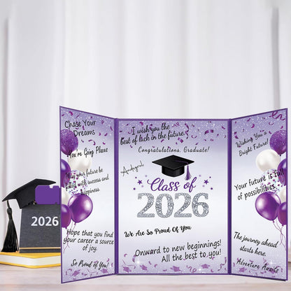 QIYANPAX Graduation Guest Book 2026, Blue and Gold Graduation Decorations Class of 2026, Graduation Signature Book, Congrats Grad Guest Book Alternative, Unique Graduation Gifts