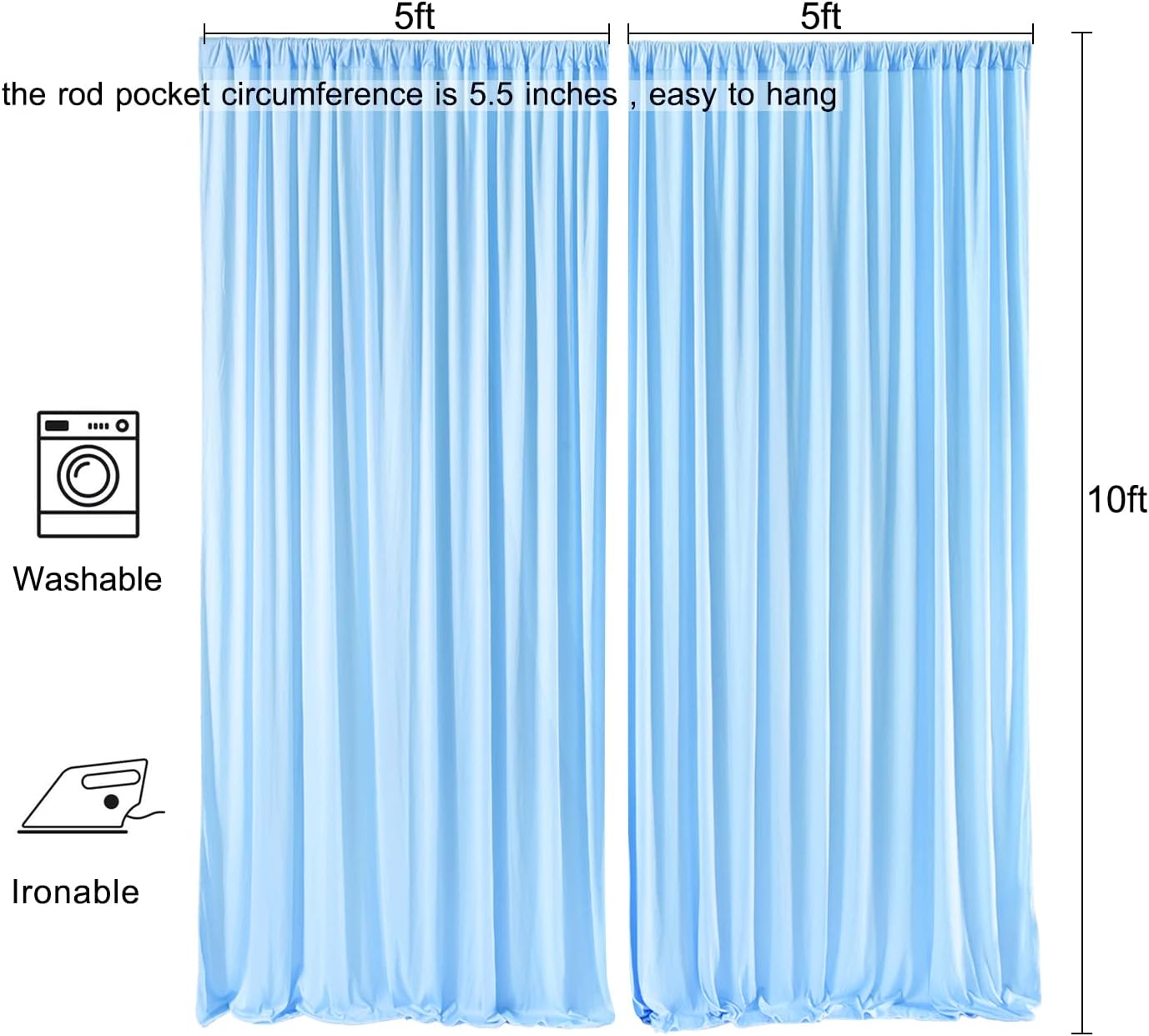 10ftx10ft Black Backdrop Curtains for Weddings Parties, Wrinkle Free 2 Panels Silky Polyester Photo Backdrop Drapes Back Drop Cloth Drapery for Birthday Mother'sDay Photography Background