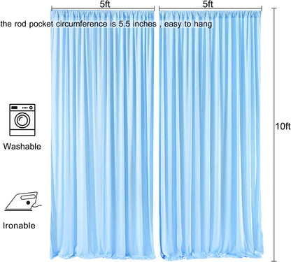 10ftx10ft Black Backdrop Curtains for Weddings Parties, Wrinkle Free 2 Panels Silky Polyester Photo Backdrop Drapes Back Drop Cloth Drapery for Birthday Mother'sDay Photography Background