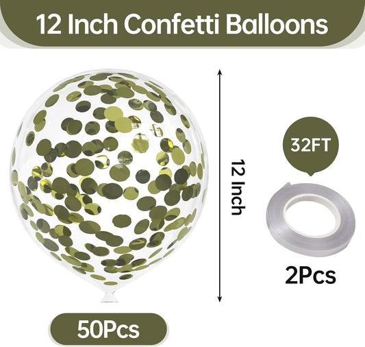 KALOR 50pcs Multicolor Foil Confetti Balloons,12 inch Latex Balloon with Rainbow Confetti Inside for Birthday Family Party Wedding Party Baby Shower Decoration Supplies