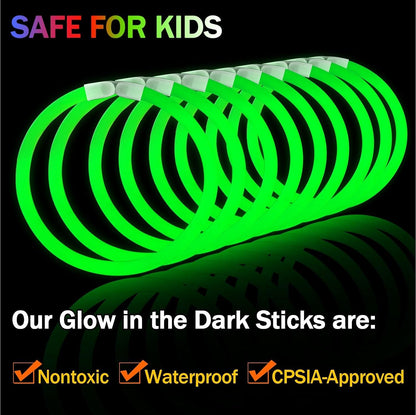 200 Pcs Red Glow Sticks Bracelet Necklaces Bulk Glow in The Dark Party Supplies 8” Light Up Stick with Connectors for Christmas Valentine's Day Easter 4th of July Party Favors Birthday Carnival