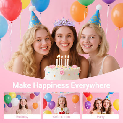 Birthday Tiara and Crown with Sash, Birthday Tiara for Women Party Silver