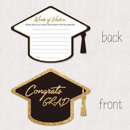Yuzi-n Graduation Advice Cards for The Graduate (50 Pack), High School or College Graduation Party Games Decorations Supplies, Well Wishes Card for Graduates, Advice For The Graduate Cards (Black)