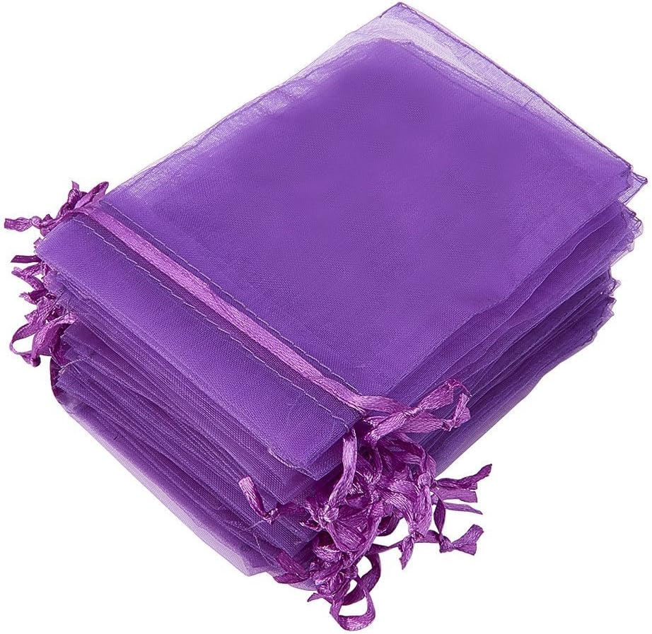 Wudygirl 100pcs 5X7 Inches White Organza Bags Christmas Drawstring Pouches Party Wedding Favor Bags Goodie bags(White 5x7)