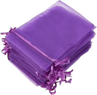 Wudygirl 100pcs 5X7 Inches White Organza Bags Christmas Drawstring Pouches Party Wedding Favor Bags Goodie bags(White 5x7)