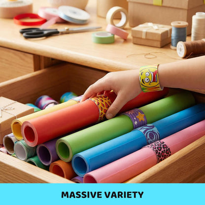 AMOR PRESENT 48 PCS Slap Bracelets for Kids, Snap Bracelet End of Year Gifts from Teacher Classroom Prizes Birthday Party Favors Goodie Bags Stuffers