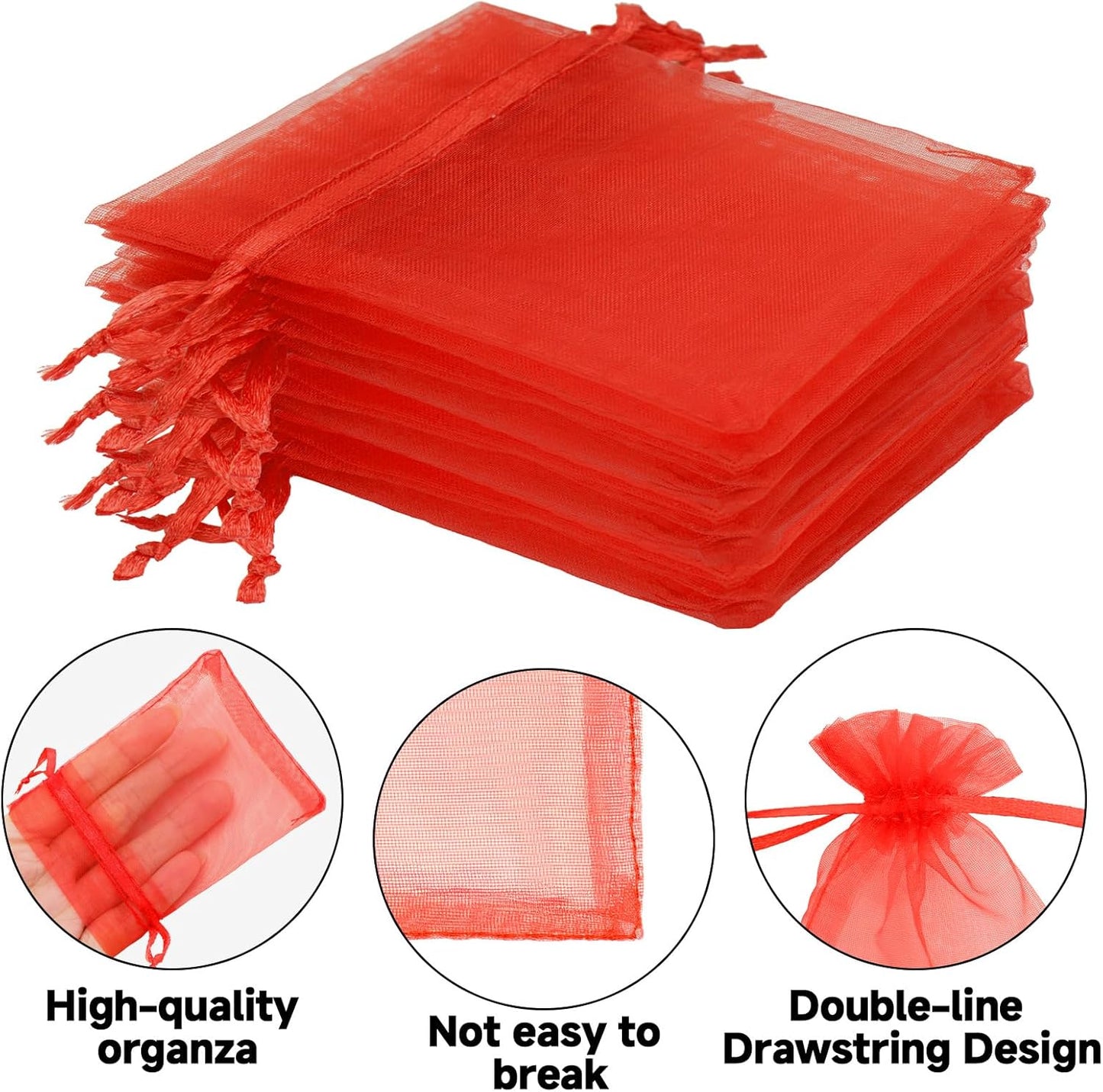 joycraft 50Pcs Organza Bags, 2x3 inch Gift Favor Bags, White Wedding Favor Bags, Jewelry Pouches with Drawstring, Mesh Bags Drawstring for Jewelry, Festival, Makeup, Candy, Desserts