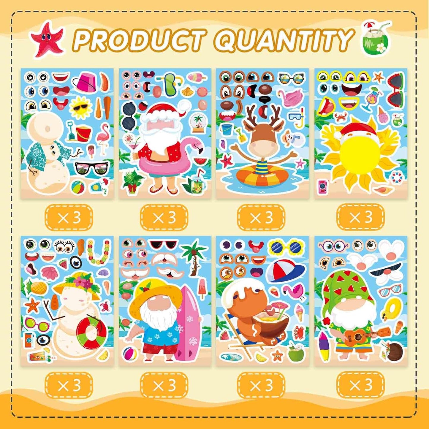 24 Sheets Make-a-face Cupcake Stickers Make Your Own Dessert Stickers Mix and Match Sweets and Fruit Treats Party Favor Supplies for Kids Ice Cream Sticker Games Birthday DIY Art Crafts