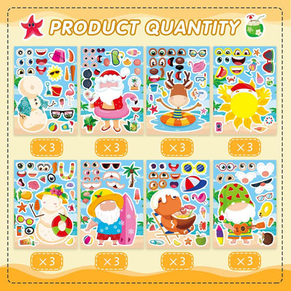 24 Sheets Make-a-face Cupcake Stickers Make Your Own Dessert Stickers Mix and Match Sweets and Fruit Treats Party Favor Supplies for Kids Ice Cream Sticker Games Birthday DIY Art Crafts