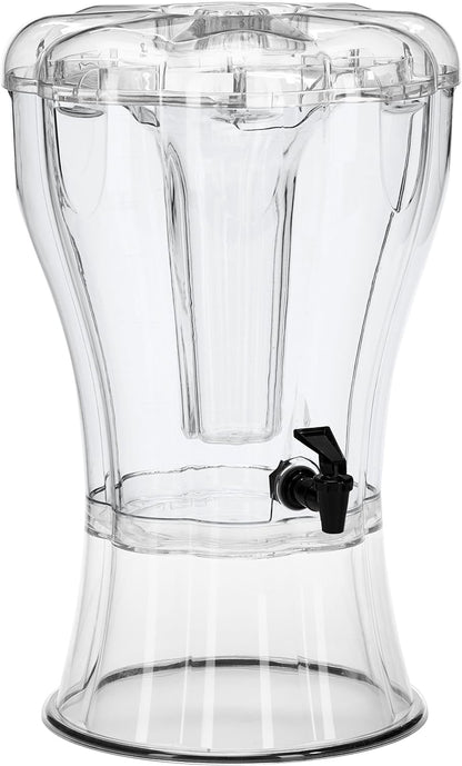 Buddeez Clear Drink 3.5 Gallon Plastic Beverage, Comes with Stand, Spigot, Ice Cone, Large Punch Dispenser for Parties