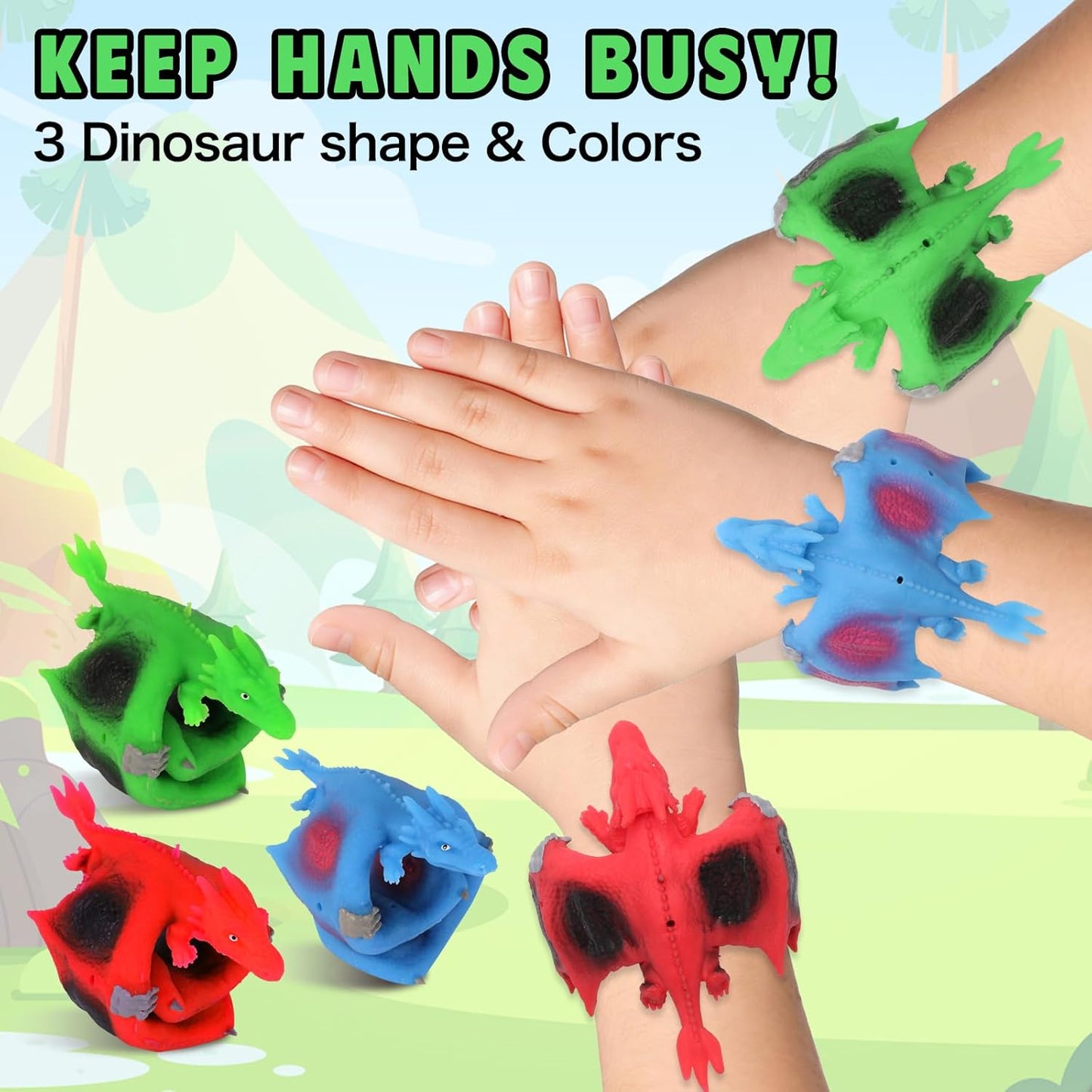 Dinosaur Slap Bracelets，Animals Slap Bracelets for Kids Girls Boys Easter Birthday Party Favors 3PCS