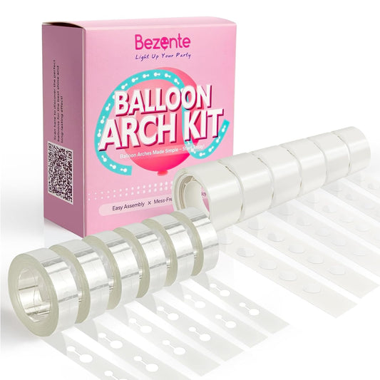 Bezente Balloon Arch Kit, 98.4ft Balloon Decorating Garland Tape Strips and 600pcs Glue Point Dot Stickers for Wedding Birthday Baby Shower Party Decorations