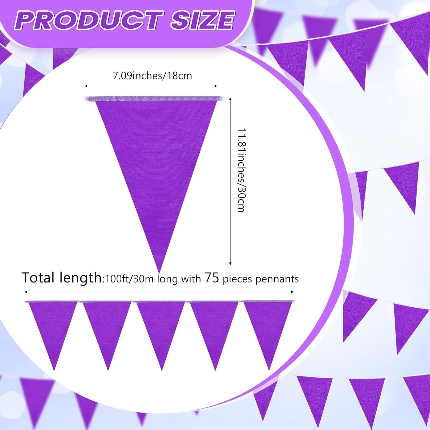 Hahafelt 100 Feet Pennant Banners Flags 75 Solid String Triangle Flags for Grand Opening, Carnival Theme Birthday Party Decoration Outdoor Events Classroom Decoration(Pink)