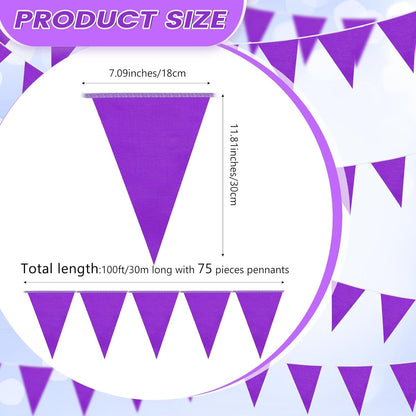 Hahafelt 100 Feet Pennant Banners Flags 75 Solid String Triangle Flags for Grand Opening, Carnival Theme Birthday Party Decoration Outdoor Events Classroom Decoration(Pink)