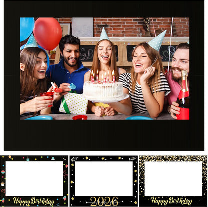 Beeveer 32 x 24 Inch Photo Booth Selfie Frame Prop Booth for Birthday Event Parties Large Blank DIY Cutout Props for Funny Decoration Christmas, Holiday Supplies