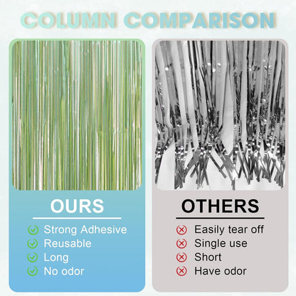 Voircoloria 3 Pack 3.3x8.2 Feet Gold Foil Fringe Backdrop Curtains, Tinsel Streamers, Fringe Backdrop for 2025 New Years Eve, Graduation, Birthday, Baby Shower, Gender Reveal, Disco Party - Colors A