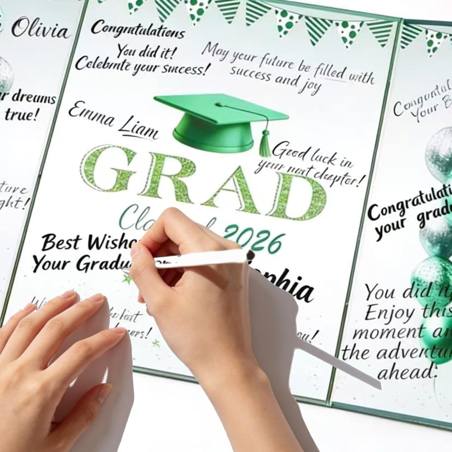 Green Graduation Party Decorations Class of 2026 - Extra Large 22" x 14" Graduation Guest Book to Sign Signature Board for Graduation Gifts Congrats Grad Party Favors Supplies Decor Keepsake