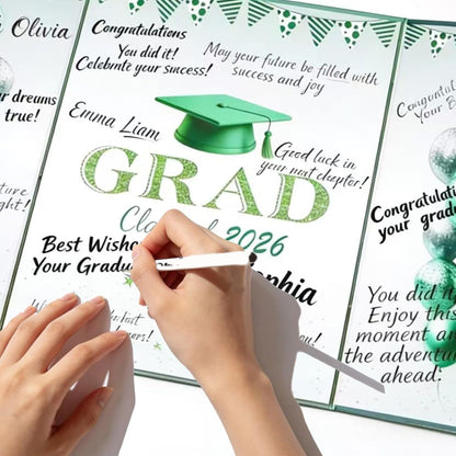 Green Graduation Party Decorations Class of 2026 - Extra Large 22" x 14" Graduation Guest Book to Sign Signature Board for Graduation Gifts Congrats Grad Party Favors Supplies Decor Keepsake