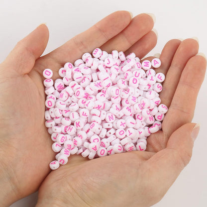 1000Pcs Glow Letter Beads Acrylic Alphabet Bead Glow in The Dark, 4x7 mm Round Beads for Friendship Bracelets and DIY Crafts