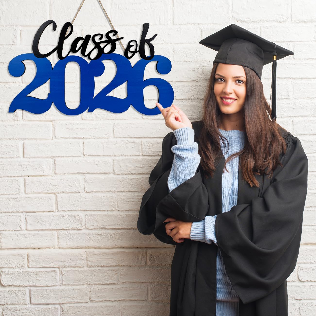 Class of 2026 Wooden Sign Graduation Party Decorations 2026 White Graduation Photo Booth Prop Senior2026 Sign for High School College Party