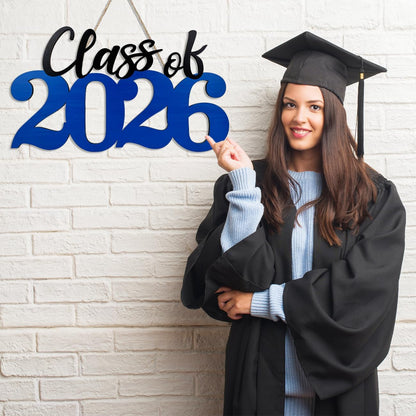 Class of 2026 Wooden Sign Graduation Party Decorations 2026 White Graduation Photo Booth Prop Senior2026 Sign for High School College Party