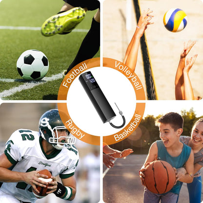 Electric Ball Pump,Smart Air Pump Portable Fast Ball Inflation with Accurate Pressure Gauge and Digital LCD Display for Basketball Football Soccer Volleyball Swimming Balloon(2Pin & 2Nozzle & 1Spout)