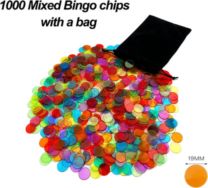 JUNWRROW Deluxe Bingo Game Set with Storage Bag- Includes 6-Inch Antique Gold Rotary Cage,75 Calling Balls,100 Mixed Cards,1000 Colorful Chips, Master Board&Carry Bag for Family Party,Large Groups
