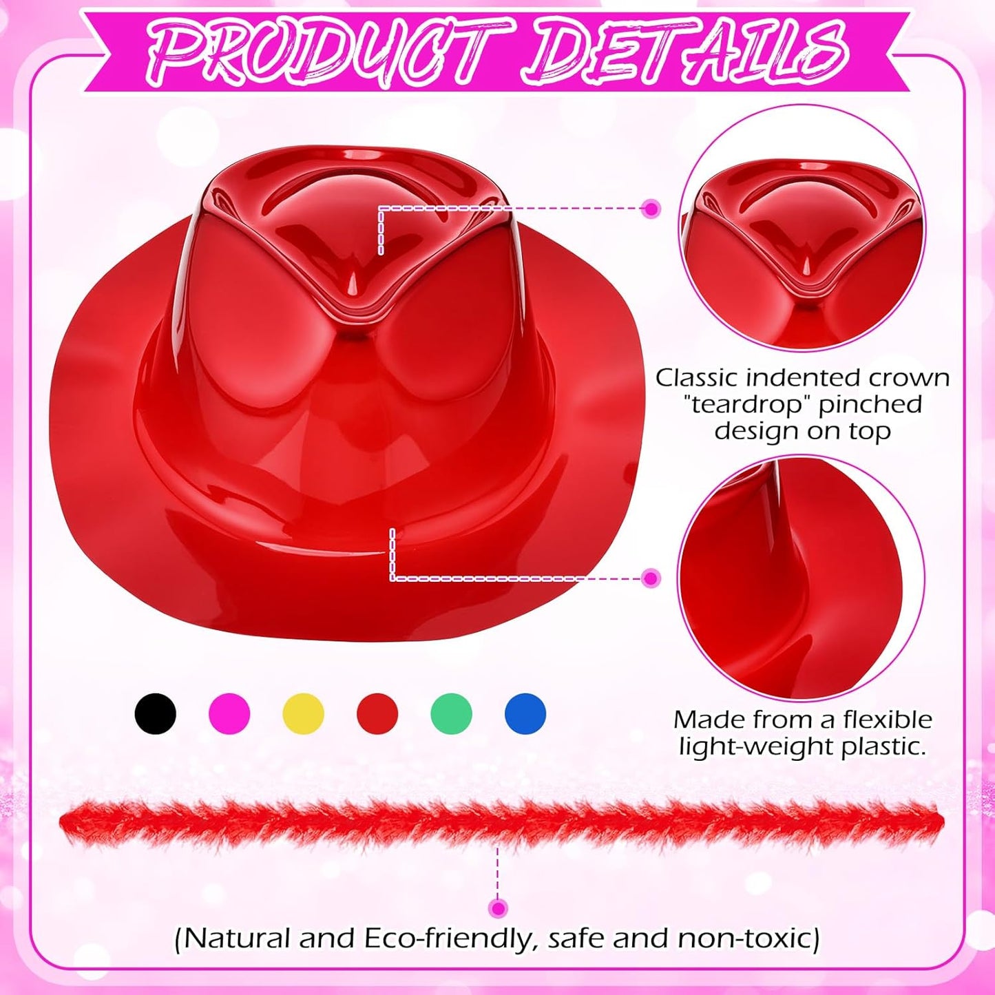 JaGely 48 Pieces Neon Party Supplies 24 Neon Gangster Hats 24 Pcs Feather Boas for Wedding Glow Party Supplies Birthday Props