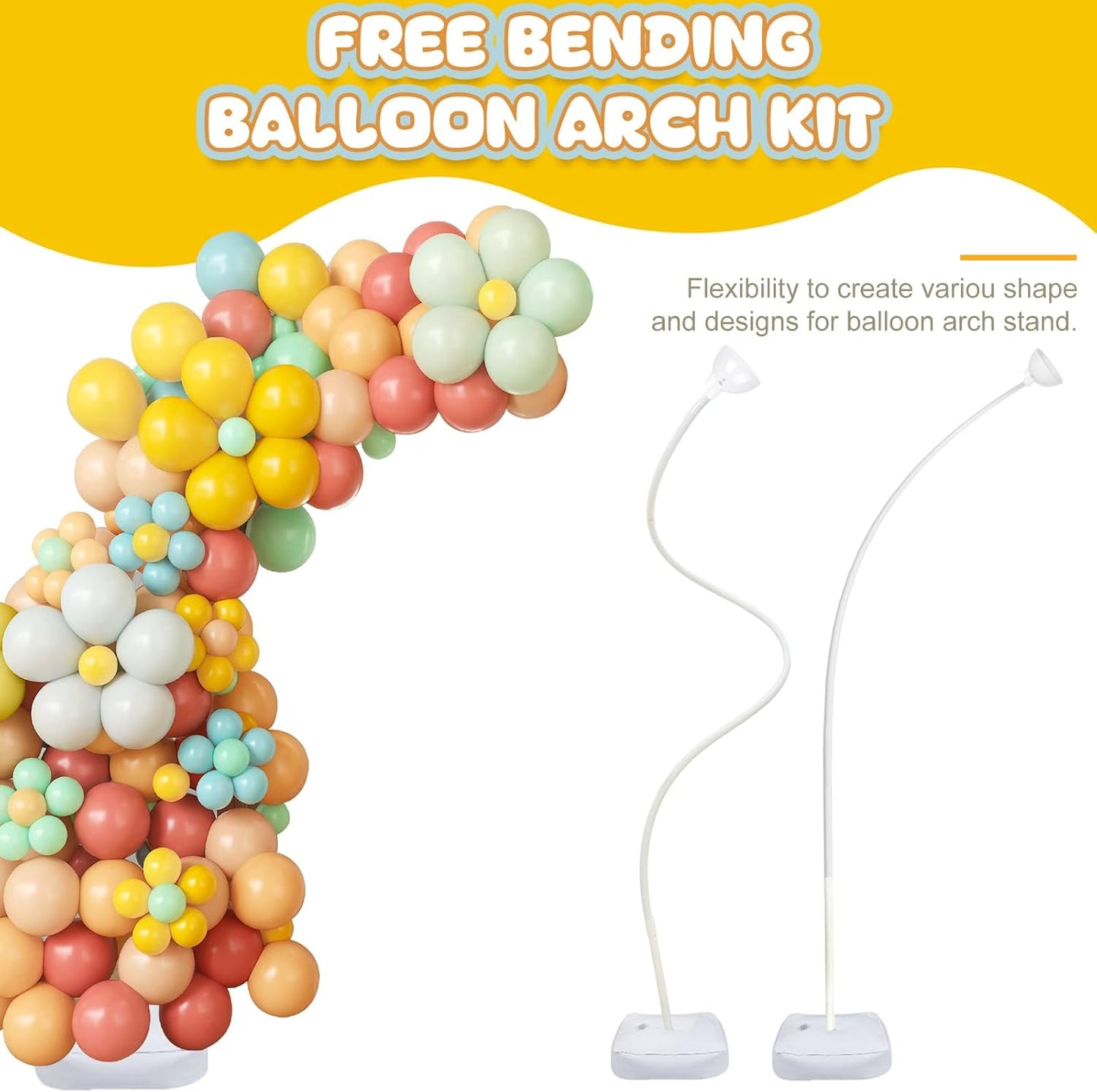 AerWo Balloon Arch Kit 9.35FT & 6FT, Free Bending Half Balloon Arch Stand with Base, Floor Gold Balloon Arch Frame Backdrop for Wedding Birthday Party Baby Shower Yard Lawn Home Christmas Decorations