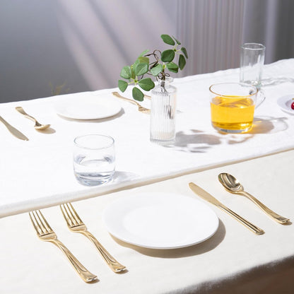 144 Pack Gold Premium Heavy Duty Plastic Silverware, 48 Forks, 48 Spoons, 48 Knives, For Catering, Parties, Dinners and Weddings, BPA-Free, Disposable Plastic Cutlery Set Utensils Set