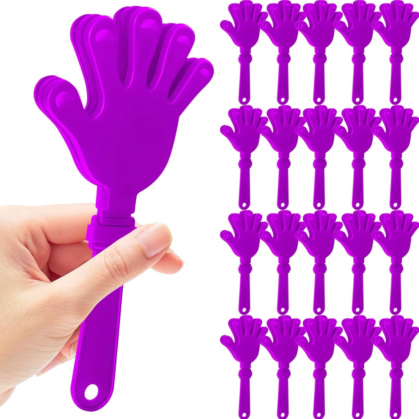 20 Pcs Hand Clappers Noisemakers 7.5 Inch Clappers Noisemakers Plastic Hand Clappers for Birthdays Game Football Sporting Events Cheers Supplies Dance Basketball Football Noisemakers(Purple)