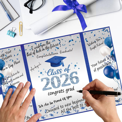 QIYANPAX Graduation Guest Book 2026, Blue and Gold Graduation Decorations Class of 2026, Graduation Signature Book, Congrats Grad Guest Book Alternative, Unique Graduation Gifts
