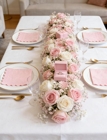 NatNarr 120 Pcs Cocktail Napkins Pink Mothers Day Paper Napkins Light Pink Dessert Beverage Napkin Cute Scalloped Party Napkin for Baby Bridal Shower, Birthday, 5 x 5 Inch