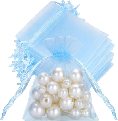 joycraft 50Pcs Organza Bags, 2x3 inch Gift Favor Bags, White Wedding Favor Bags, Jewelry Pouches with Drawstring, Mesh Bags Drawstring for Jewelry, Festival, Makeup, Candy, Desserts