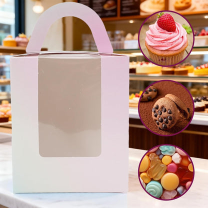 Zoyiancy 36PC Individual Cupcake Boxes, Single Cupcake Container with Window Insert and Handle, Colorful Cupcake Holders Portable Cupcake Carriers for Muffin, Dessert, Wedding, Birthday Party